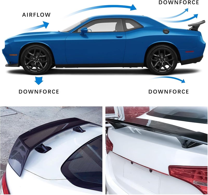 JMTBNO 46Inch Universal Rear Spoiler, Carbon Fiber ABS Sport Style Racing Spoiler Truck Wing Lightweight,Rear Trunk Spoiler Wing Lid Tail Deck Spoiler Fit for Sedan Coupe Hatchback - Image 2